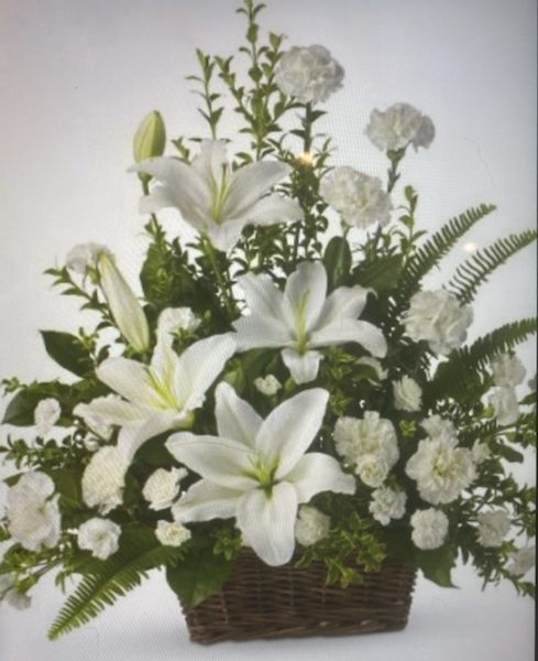 White Basket Floral Arrangement