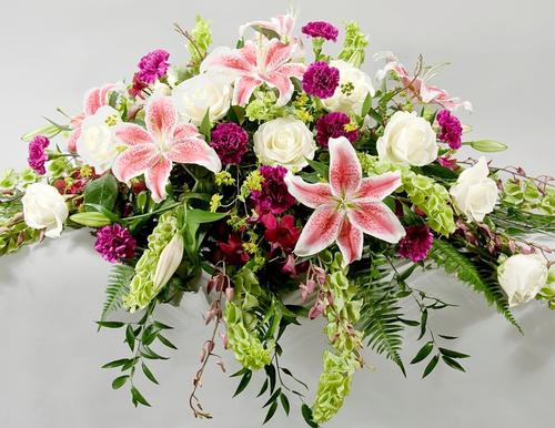 white lily casket spray Loving Lily Casket Spray